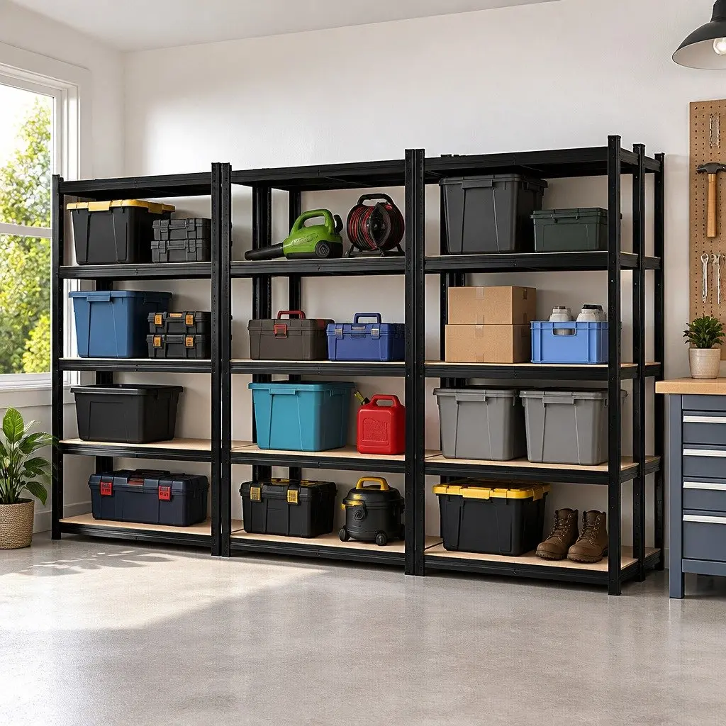 Garage Shelving Unit Warehouse Rack Pallet Racking Storage Shelf Black 5 Tier