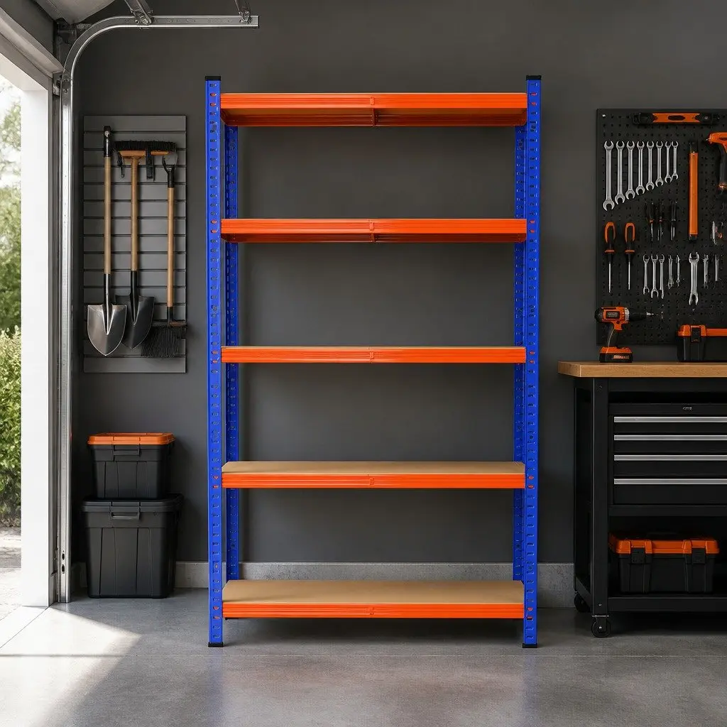 5-Tier Heavy-Duty Shelving Unit Orange 1.8M Adjustable Beam Boltless Assembly Garage Storage Rack