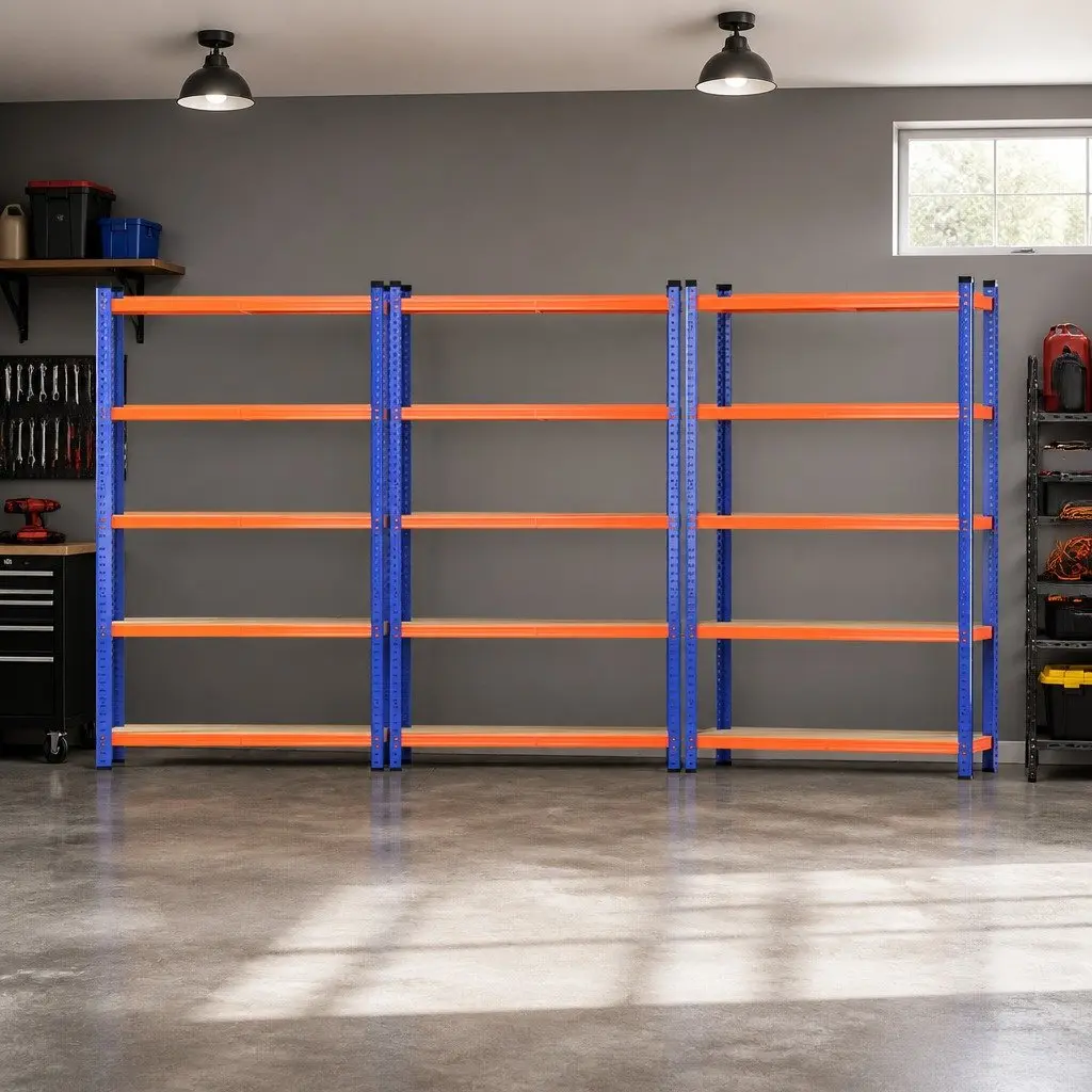 5-Tier Heavy-Duty Shelving Unit Orange 1.8M Adjustable Beam Boltless Assembly Garage Storage Rack