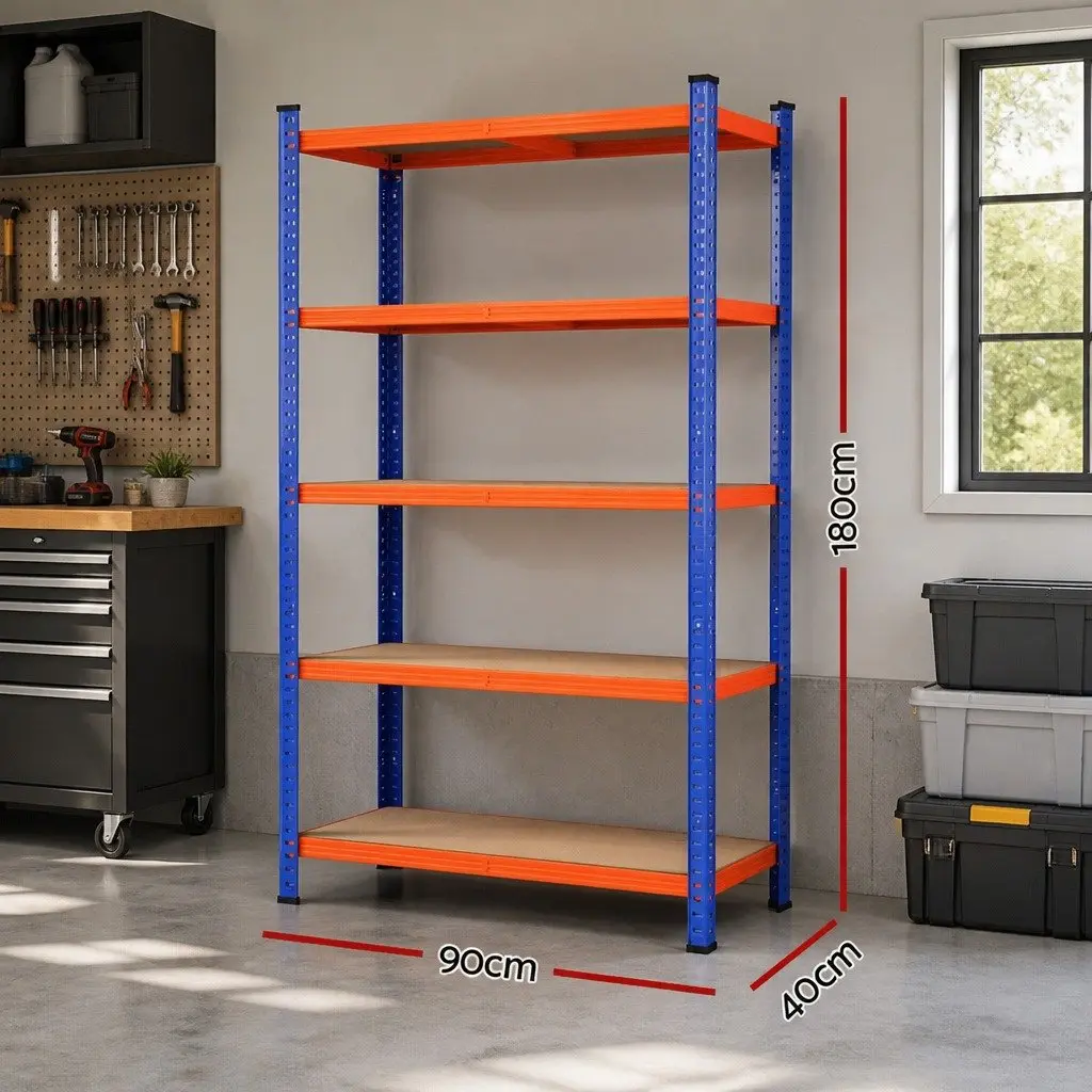 5-Tier Storage Rack Orange 1.8M Heavy-Duty Steel Adjustable Shelving Unit