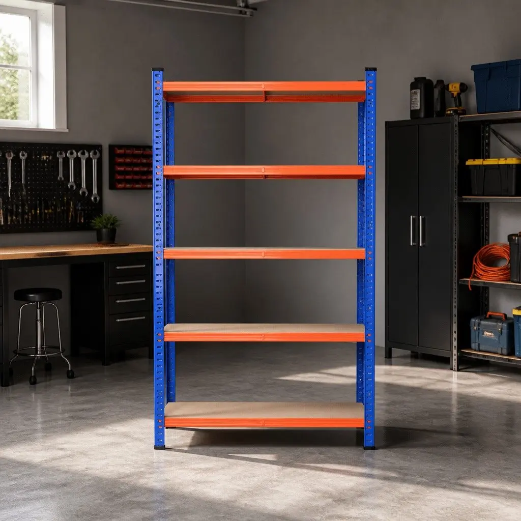 5-Tier Storage Rack Orange 1.8M Heavy-Duty Steel Adjustable Shelving Unit