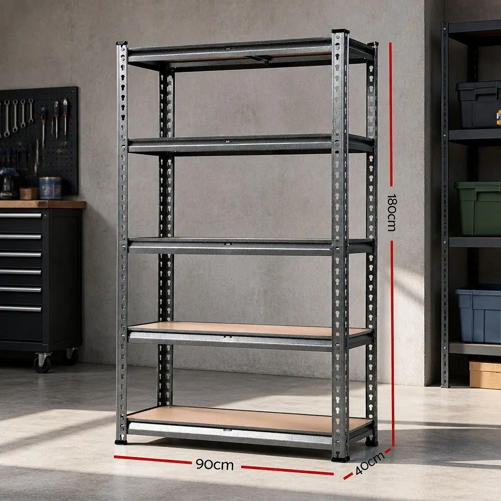 Garage Shelving Unit Charcoal 1.8M Adjustable Anti-Rust Steel Boltless Assembly