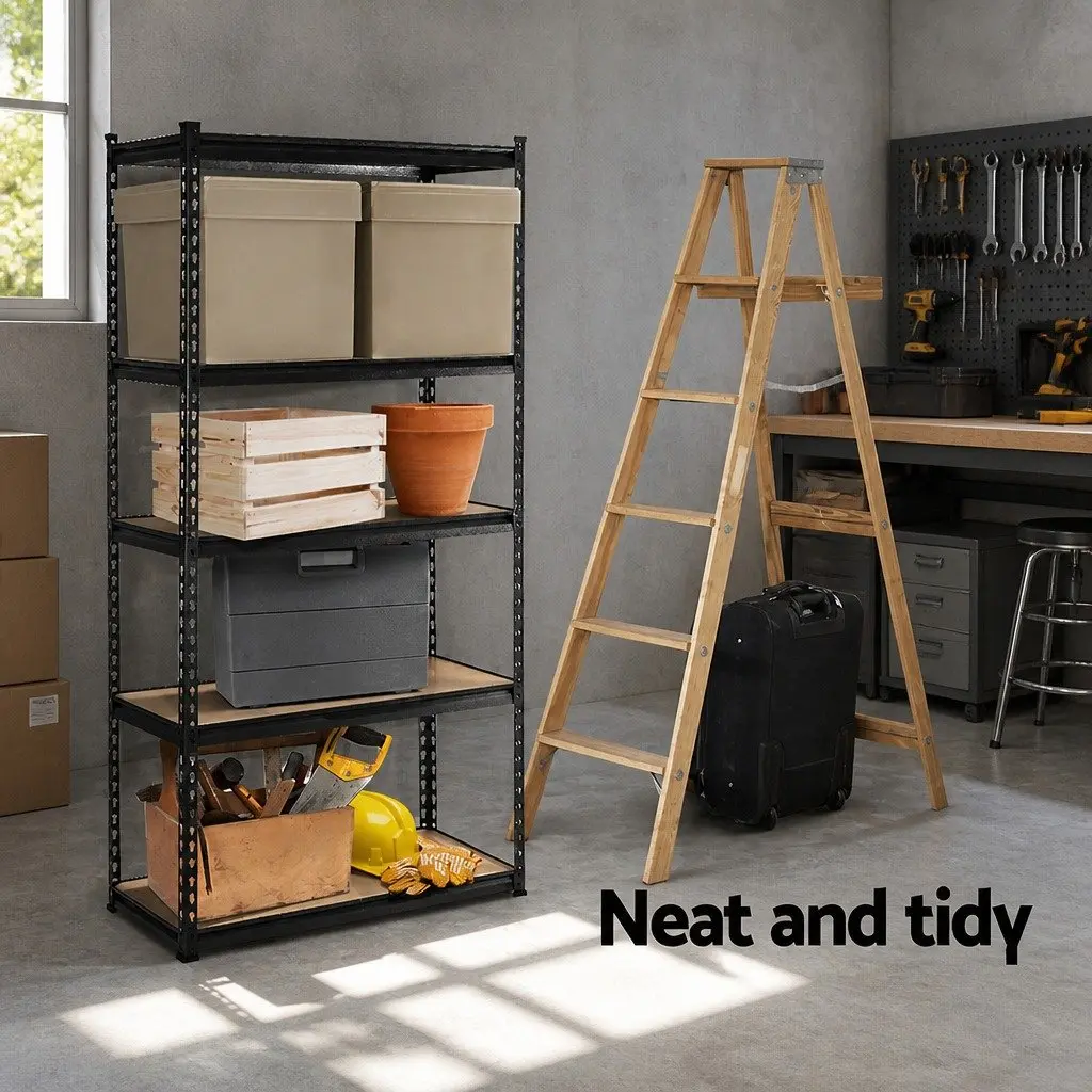 Garage Shelving Unit Charcoal 1.8M Adjustable Anti-Rust Steel Boltless Assembly
