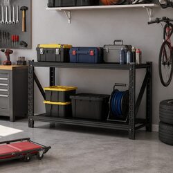 Compact Garage Shelving Unit 1.5M Black Steel