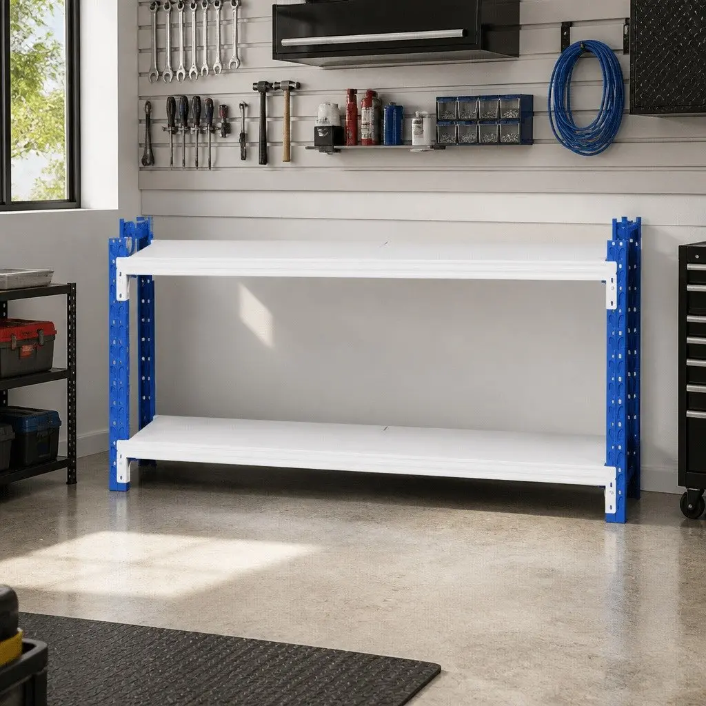 Wall Storage Rack Blue 2M x 0.9M Heavy-duty Industrial Steel Adjustable Shelving Unit