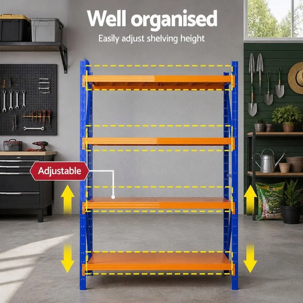 Warehouse Shelving Unit Orange 2m Adjustable Steel Frame Storage Rack