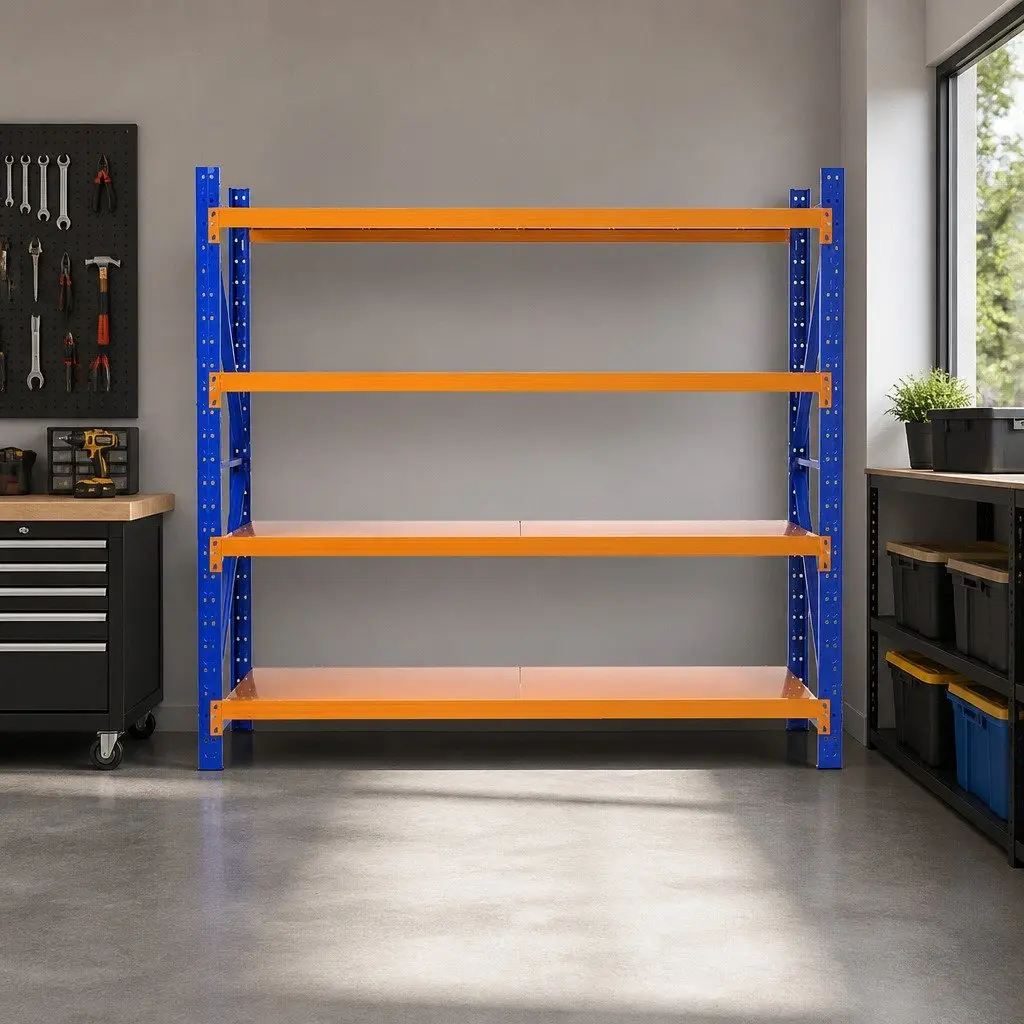 Warehouse Shelving Unit 2M x 1.8M Garage Storage Rack 4 Tier Adjustable Shelves