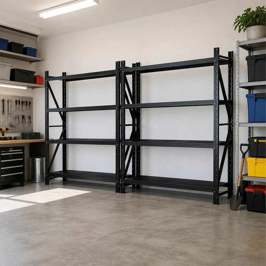 Garage Shelving Unit Black 4M x 2M Adjustable Heavy-Duty Steel Storage Rack