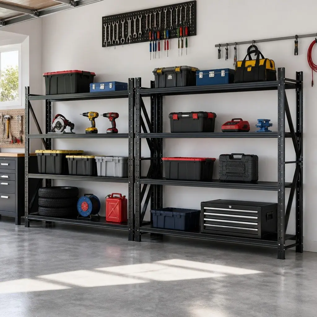 Garage Shelving Unit Black 4M x 2M Adjustable Heavy-Duty Steel Storage Rack