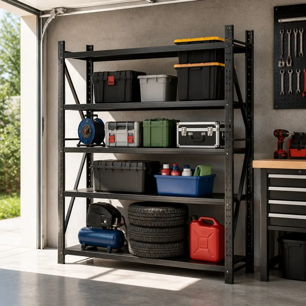 Warehouse Shelving Unit Black 2M x 2M 4 Tier Adjustable Shelves Heavy Duty Storage Rack