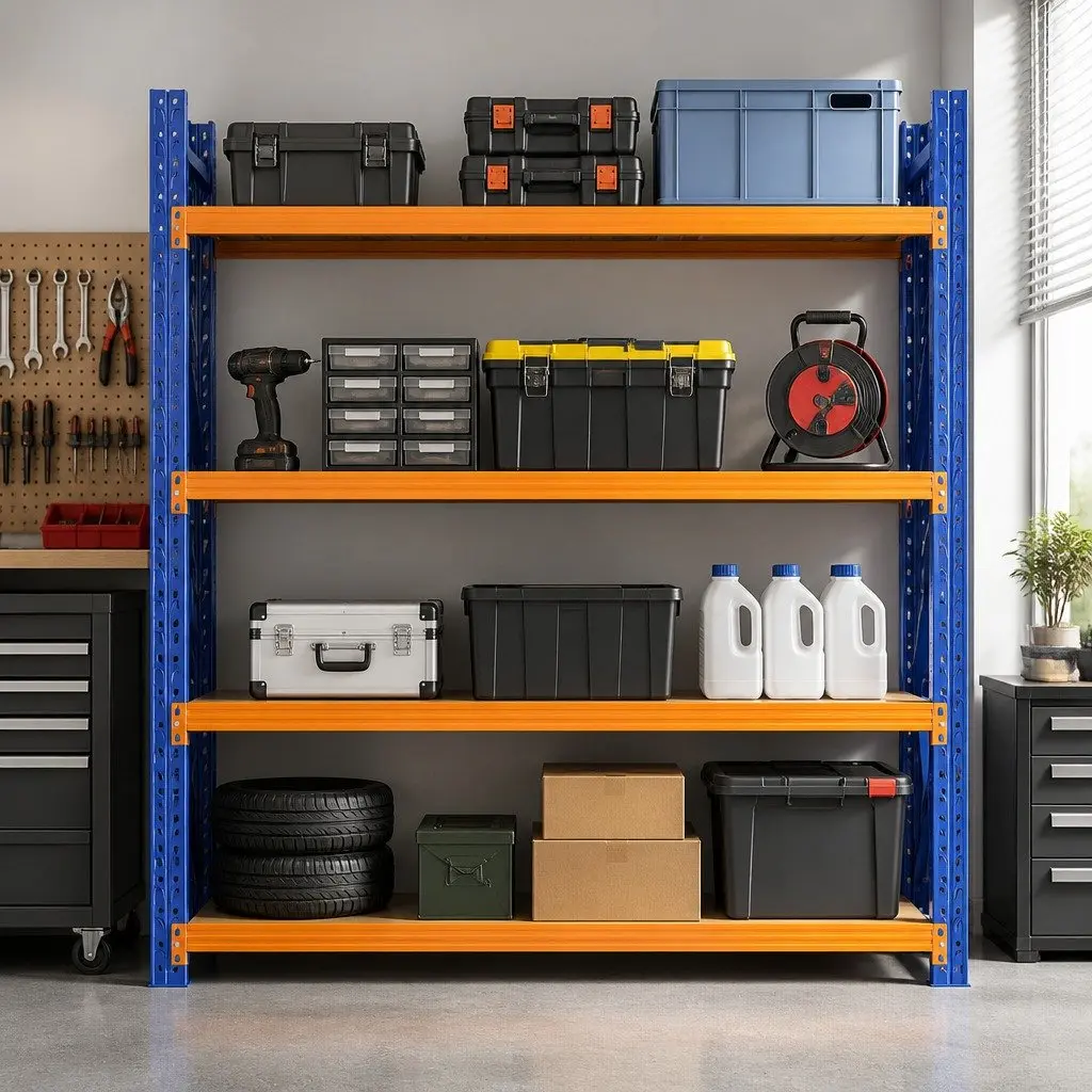 Garage Shelving Unit Blue 2M x 2M Heavy Duty Steel Construction Adjustable Height
