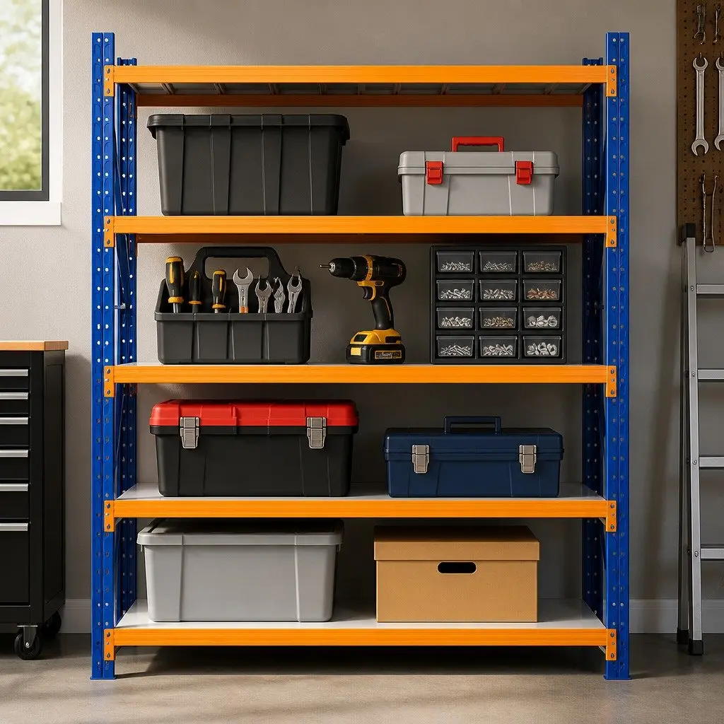 Garage Shelving Unit Blue 2Mx2M Heavy Duty Steel Construction Adjustable Height Storage Rack