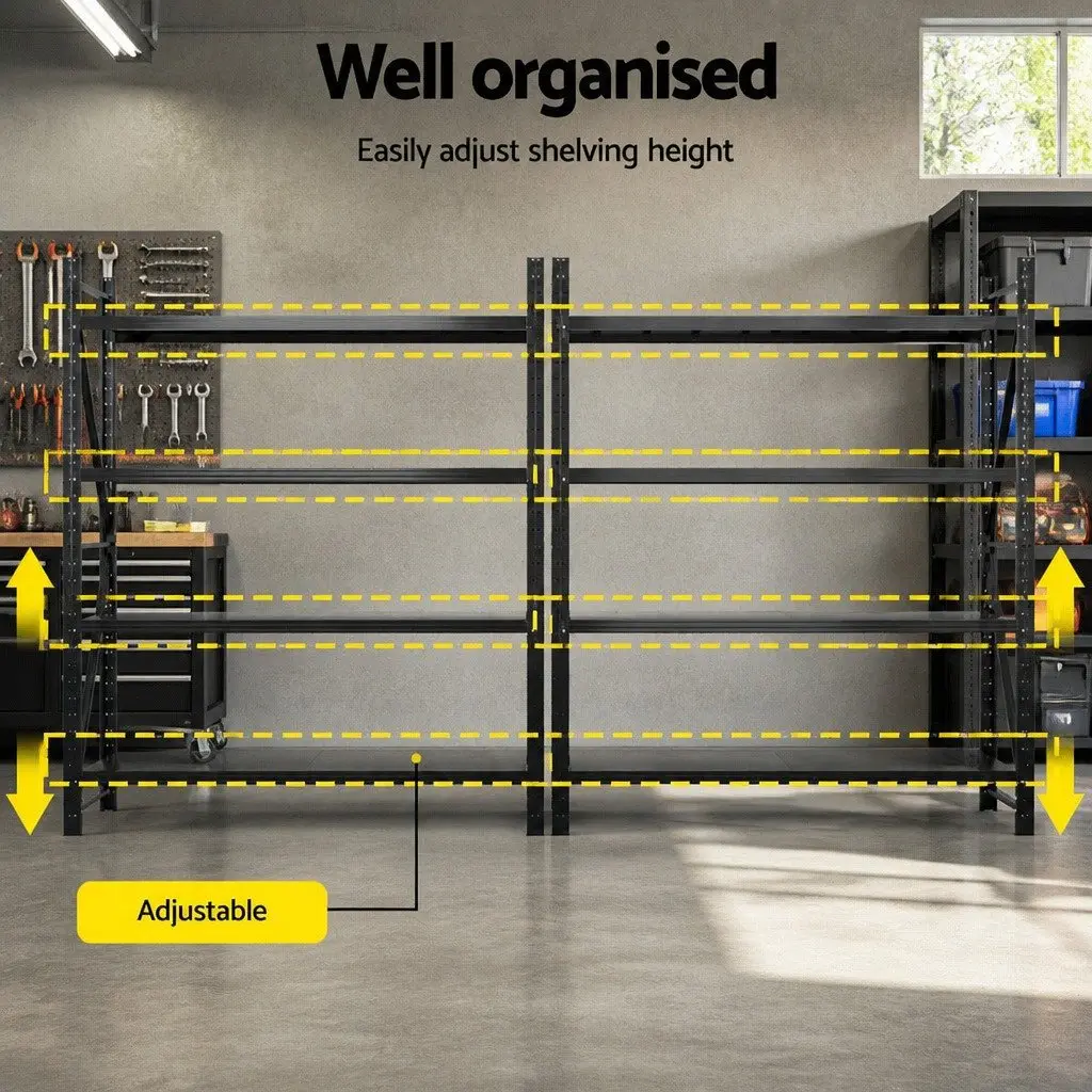 Garage Shelving Unit Black 4M x 2.4M Heavy Duty Storage Racks