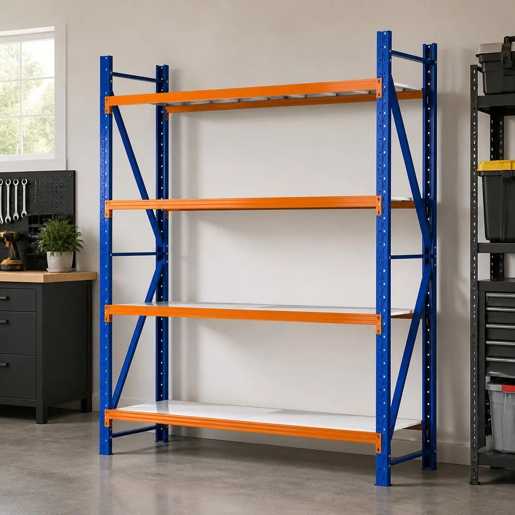 Garage Shelving Unit Blue 2.4M x 2M Heavy Duty Adjustable Steel Storage Rack
