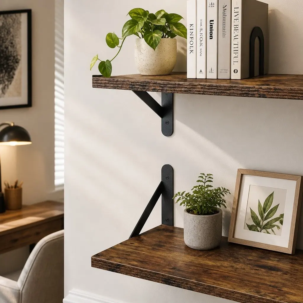 Floating Wall Shelves Brown 30cm Deep Mounted Storage Organiser for Book Display Bedroom