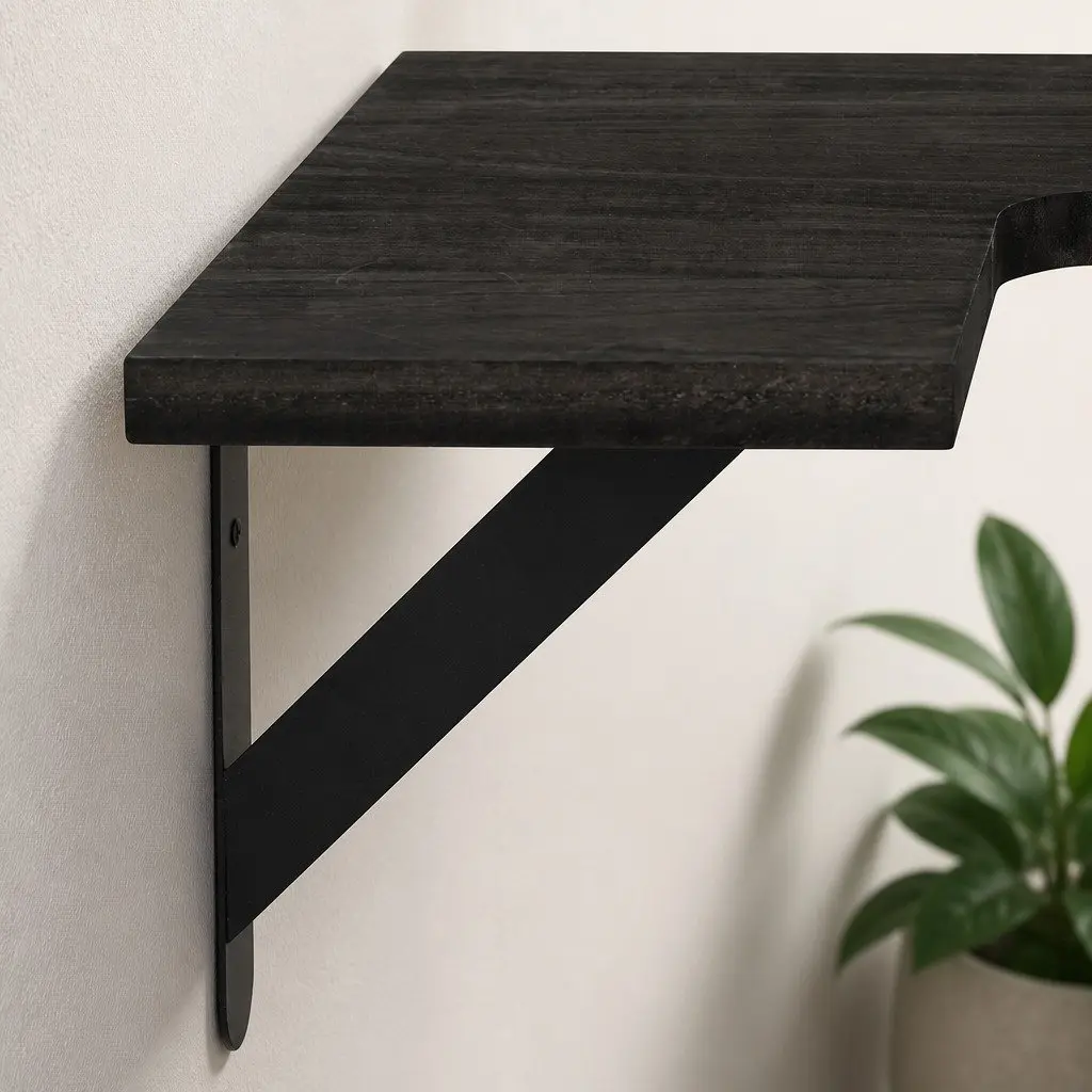 Corner Floating Shelves Black 3 Piece L-Shaped Wall-Mounted Storage for Kitchen Living Room
