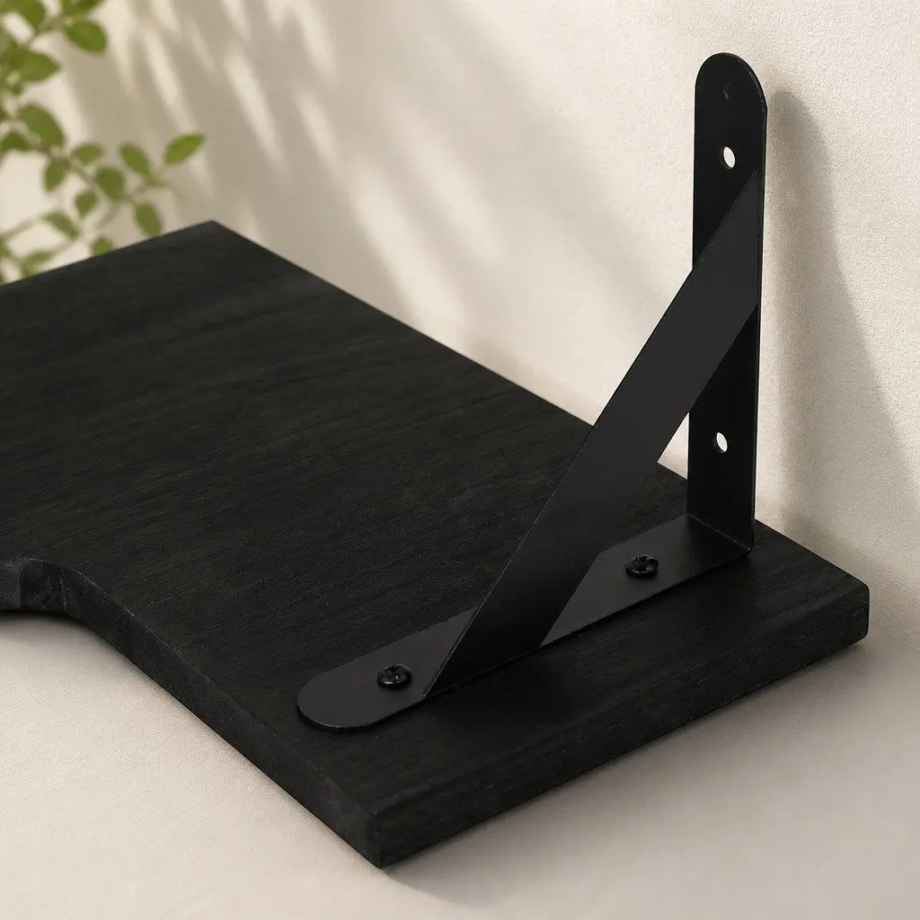 Corner Floating Shelves Black 3 Piece L-Shaped Wall-Mounted Storage for Kitchen Living Room