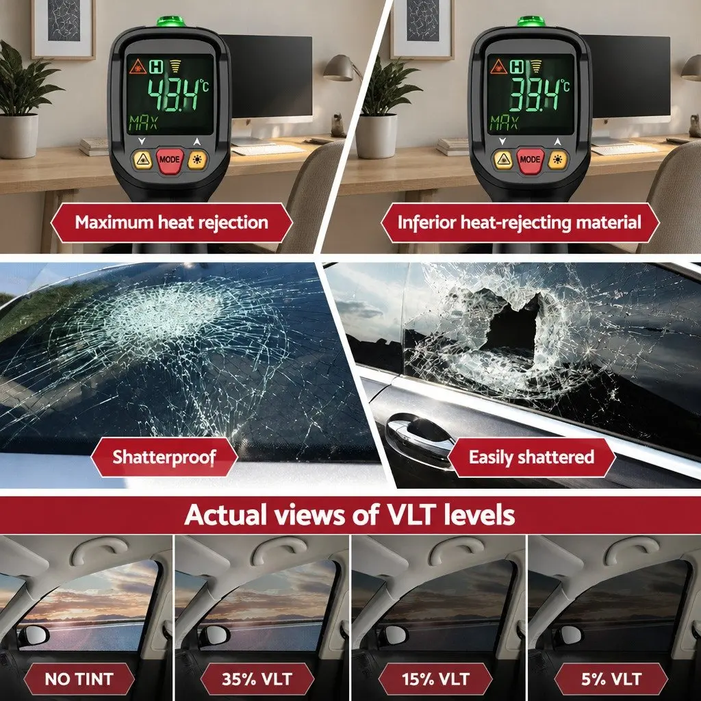 Window Tint Film Black 100cm x 30m 15% VLT with Installation Tools