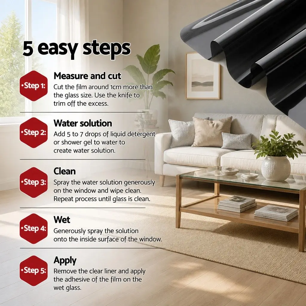 Window Tint Film Roll Black 100cm x 30m 35% VLT UV Protection