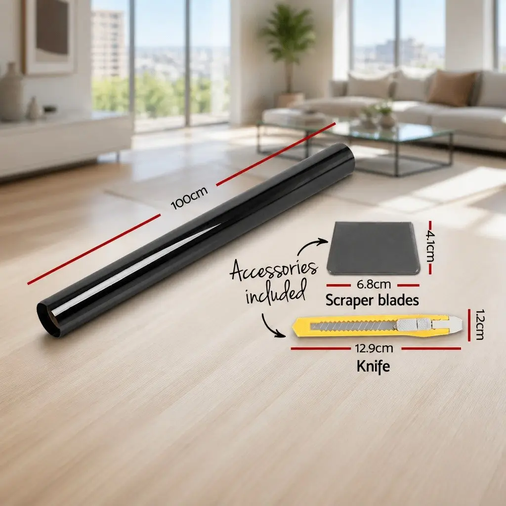 Window Tint Film Roll Black 100cm x 30m 5% VLT UV Protection Heat Reduction