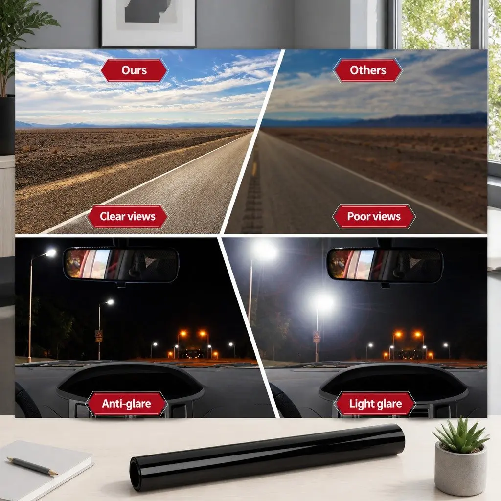 Window Tint Film Roll Black 152cm x 30m 15% VLT Reduces Glare Protects Interiors Includes Tinting Tools
