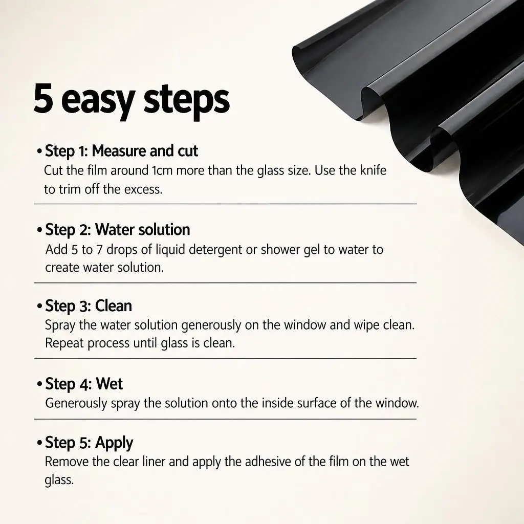 Window Tint Film Black 76cm x 7m 35% VLT UV Protection