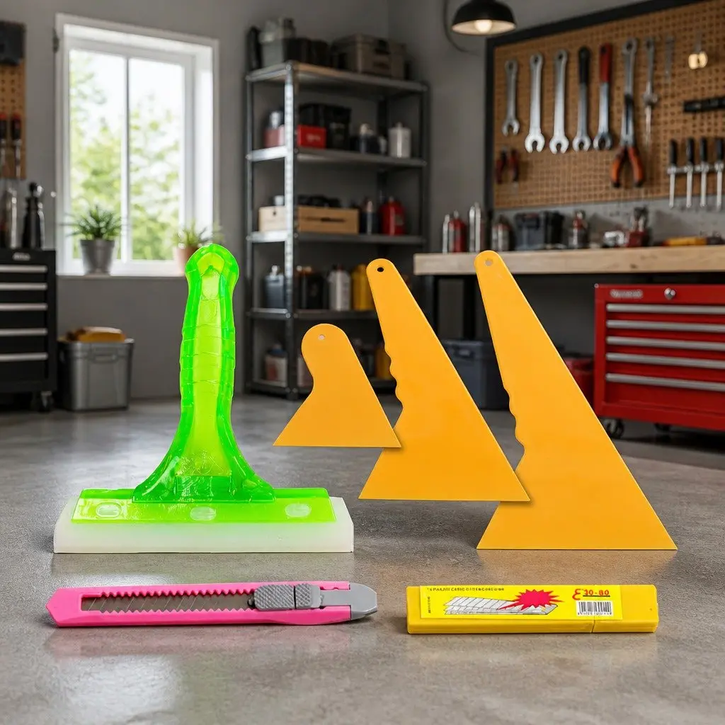 Window Tint Film Application Tool Kit Yellow 5 Piece Squeegee Scraper Set