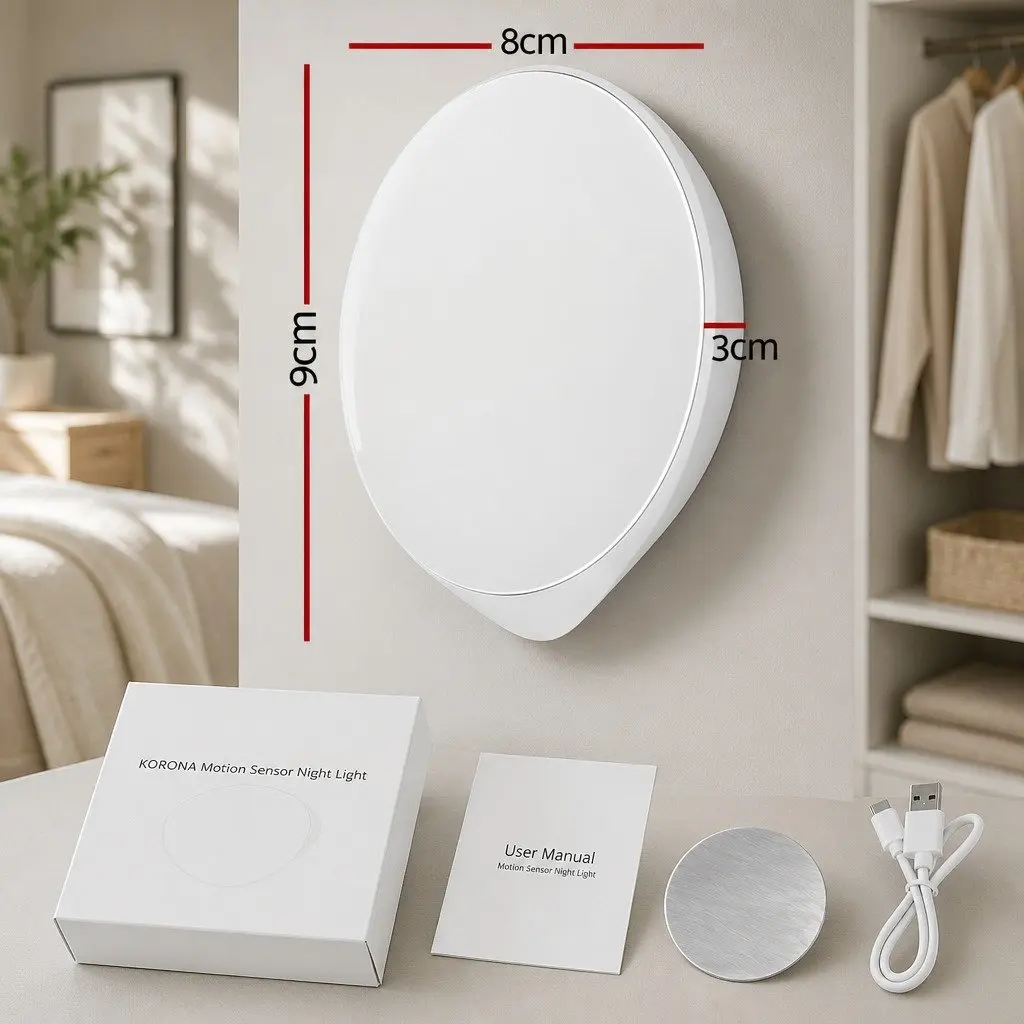 Motion Sensor Night Light White Compact USB-C Rechargeable Intelligent Infrared Motion Sensing