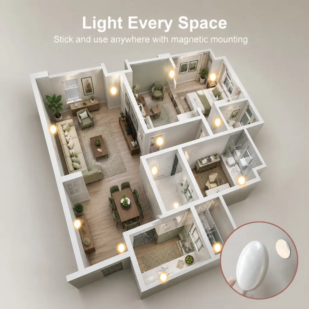 Motion Sensor Night Light White Compact USB-C Rechargeable Intelligent Infrared Motion Sensing