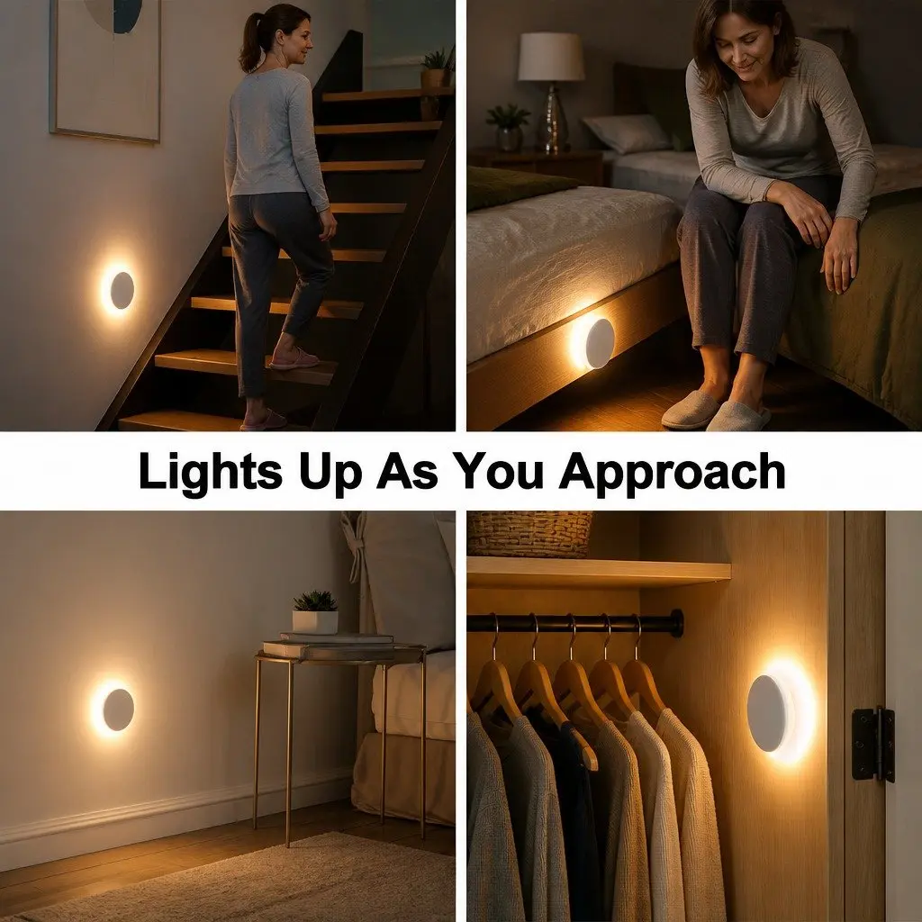 Motion Sensor Night Light White Compact USB-C Rechargeable Intelligent Infrared Motion Sensing