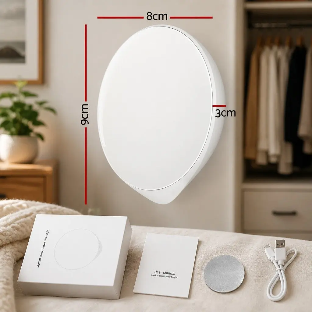 Motion Sensor Night Light White USB-C Rechargeable Magnetic Mount 2 Pack