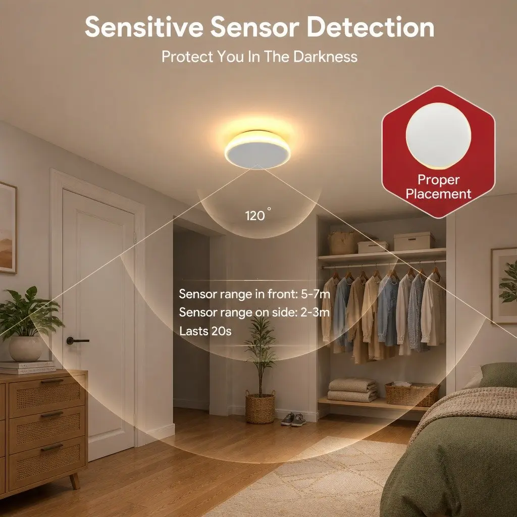 Motion Sensor Night Light White USB-C Rechargeable Magnetic Mount 2 Pack