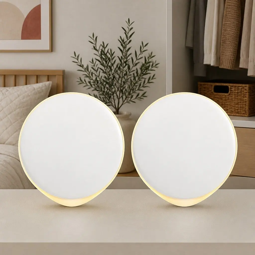 Motion Sensor Night Light White USB-C Rechargeable Magnetic Mount 2 Pack