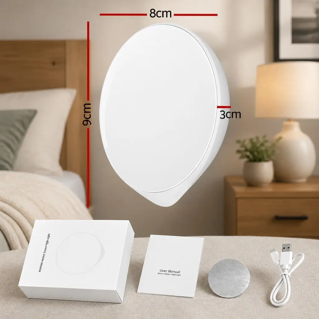 Motion Sensor Night Light White USB-C Rechargeable 3 Pack Intelligent Infrared Sensor