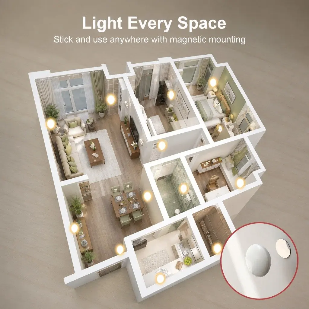 Motion Sensor Night Light White USB-C Rechargeable 3 Pack Intelligent Infrared Sensor