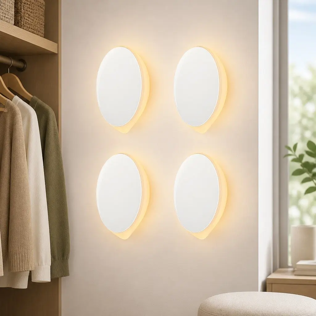 Motion Sensor Night Light White 4 Pack USB-C Rechargeable Magnetic Mounting