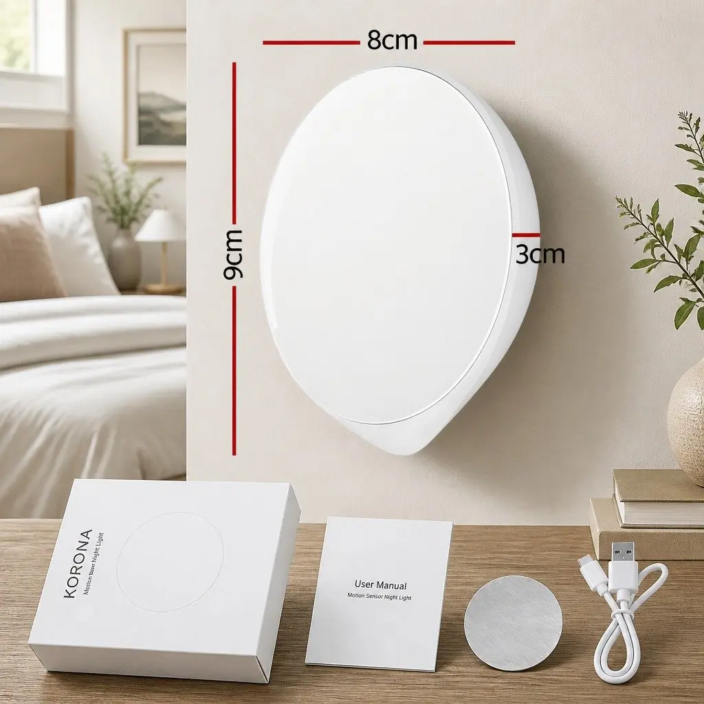 Motion Sensor Night Light White 4 Pack USB-C Rechargeable Magnetic Mounting