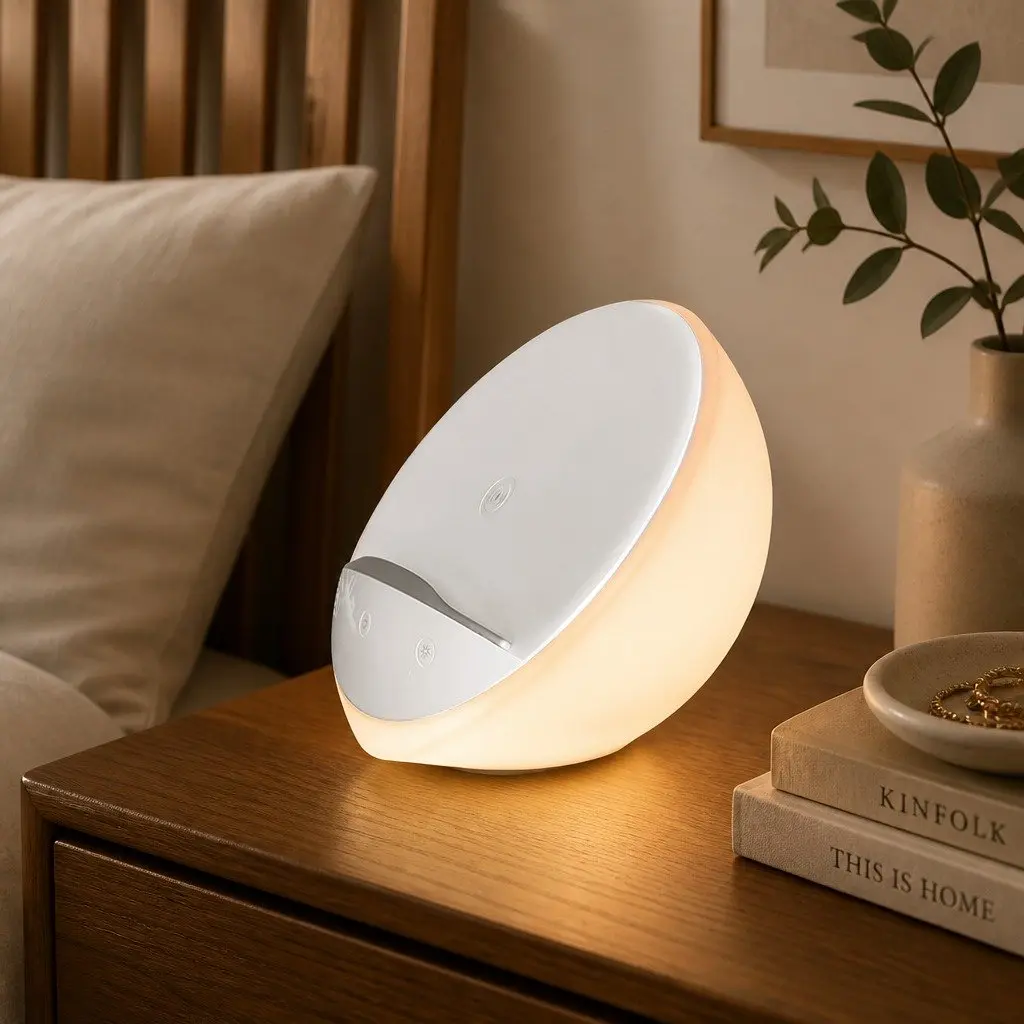 Table Lamp White 15x15x8.5cm 3-in-1 LED Wireless Charger Phone Holder Touch Control Dimmable