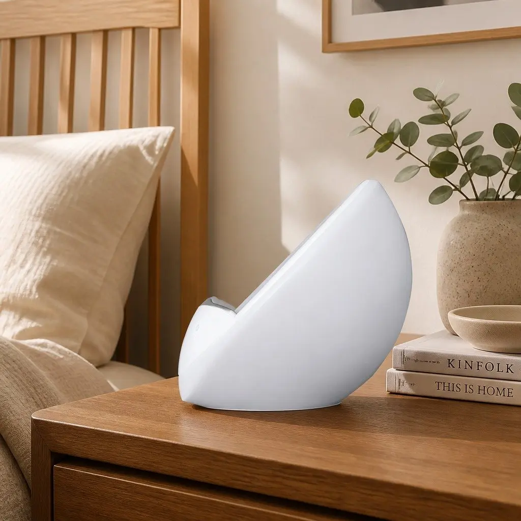 Table Lamp White 15x15x8.5cm 3-in-1 LED Wireless Charger Phone Holder Touch Control Dimmable