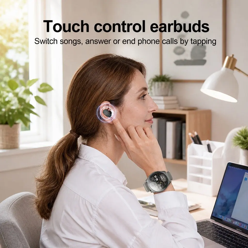 Smart Watch with Pop-Up Earbuds 1.43 inch Round Display 4G Music Storage