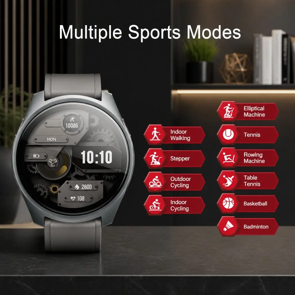Smart Watch with Pop-Up Earbuds 1.43 inch Round Display 4G Music Storage