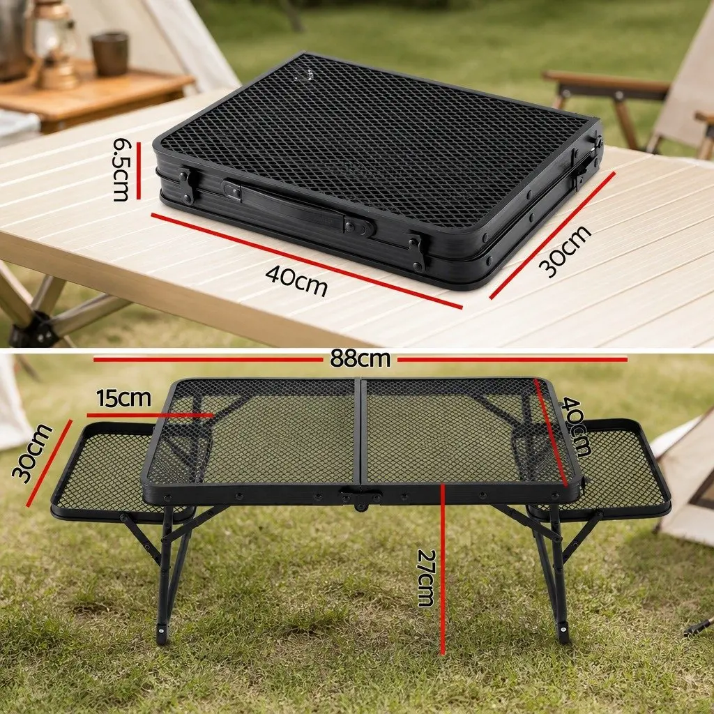 Folding Camping Table Black Lightweight Heat-Resistant Mesh Cooking Top