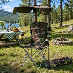 Compact Camping Chair with Canopy for Easy Carrying
