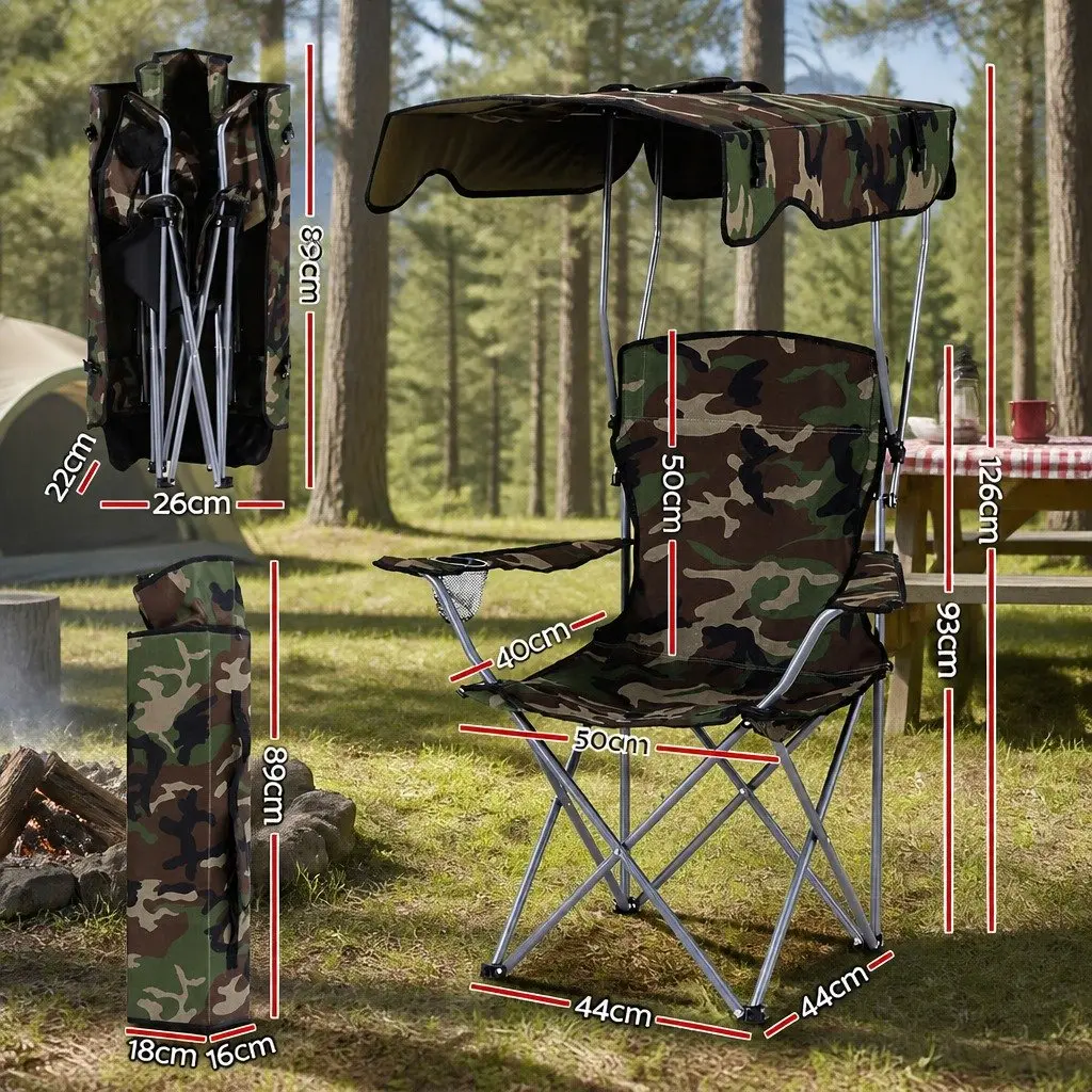 Camping Chair Army Green Lightweight Folding with Canopy