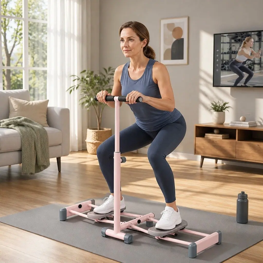 Pink Ski Exercise Machine for Cardio Workouts