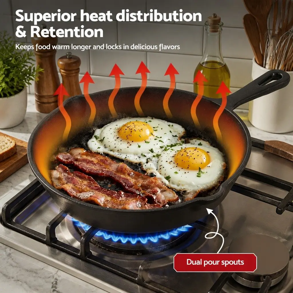Cast Iron Frying Pan Skillet Set Black 14cm 16cm 20cm 24cm Induction Gas