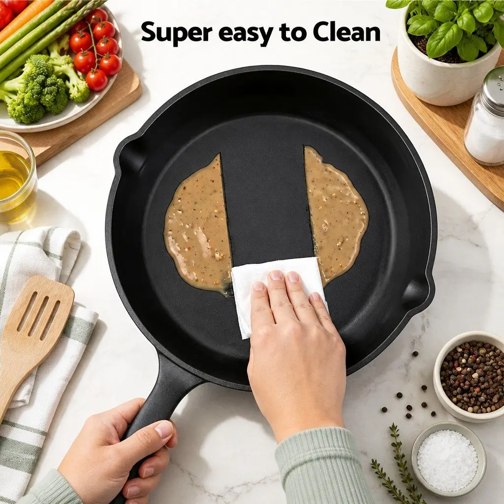 Cast Iron Frying Pan Skillet Set Black 14cm 16cm 20cm 24cm Induction Gas