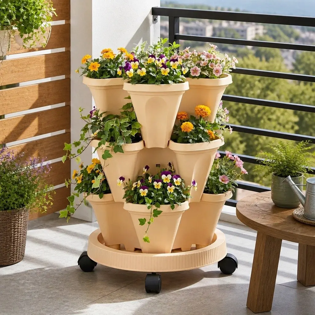 3 Tier Vertical Planter Tower for Herbs and Vegetables