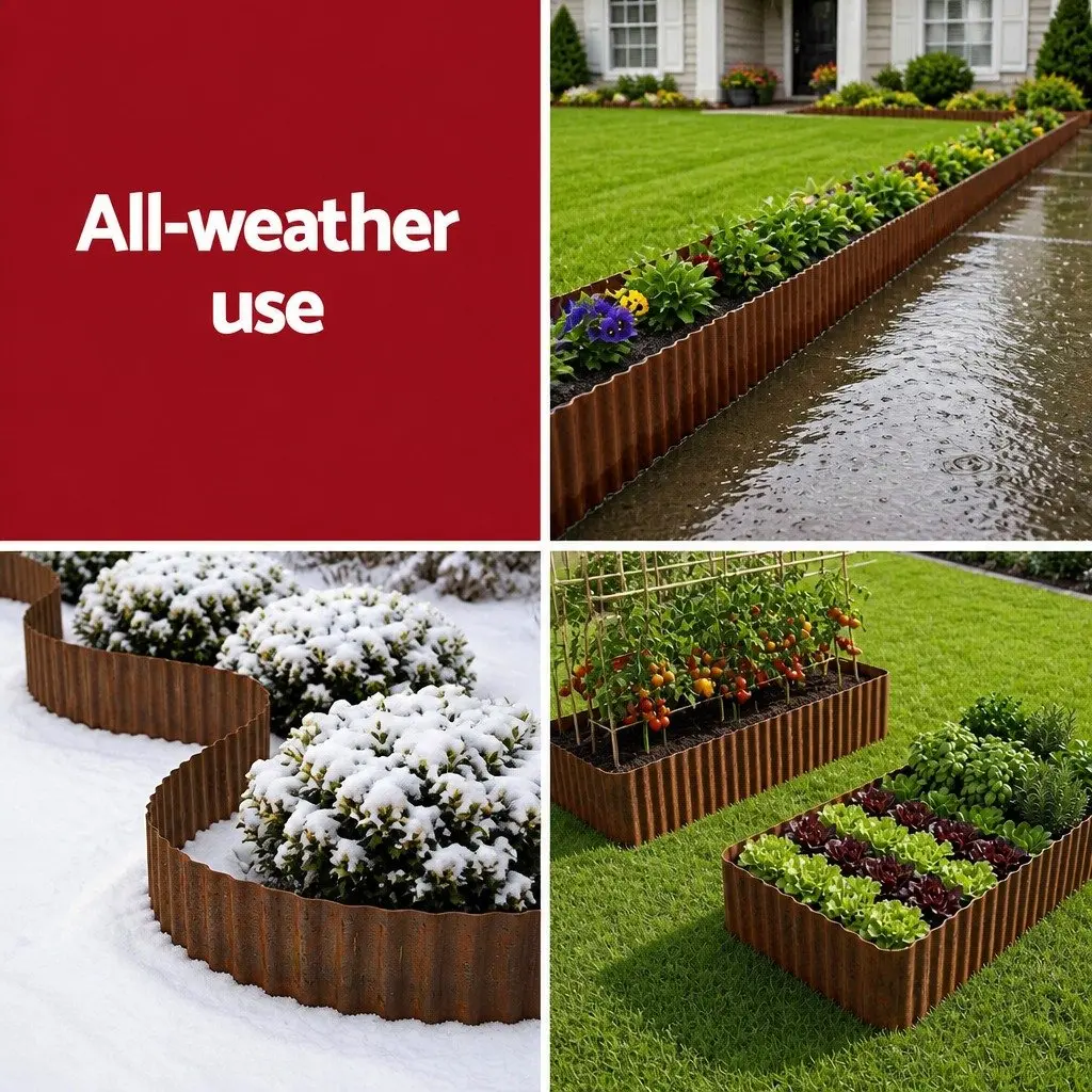 Garden Edging Rust 10ft Flexible Metal Border Corrugated Steel Lawn Strip