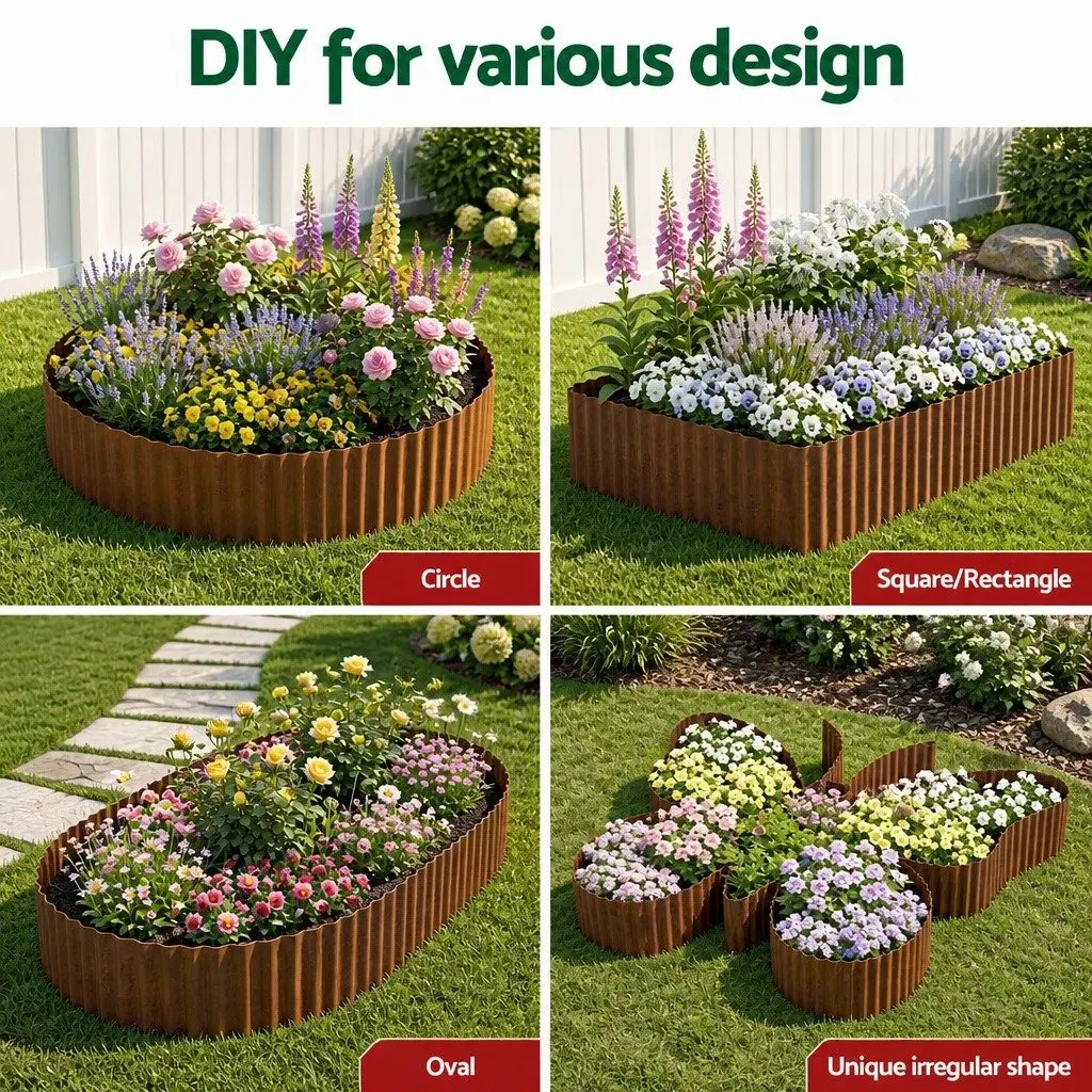 Garden Edging Rust 10ft Flexible Metal Border Corrugated Steel Lawn Strip